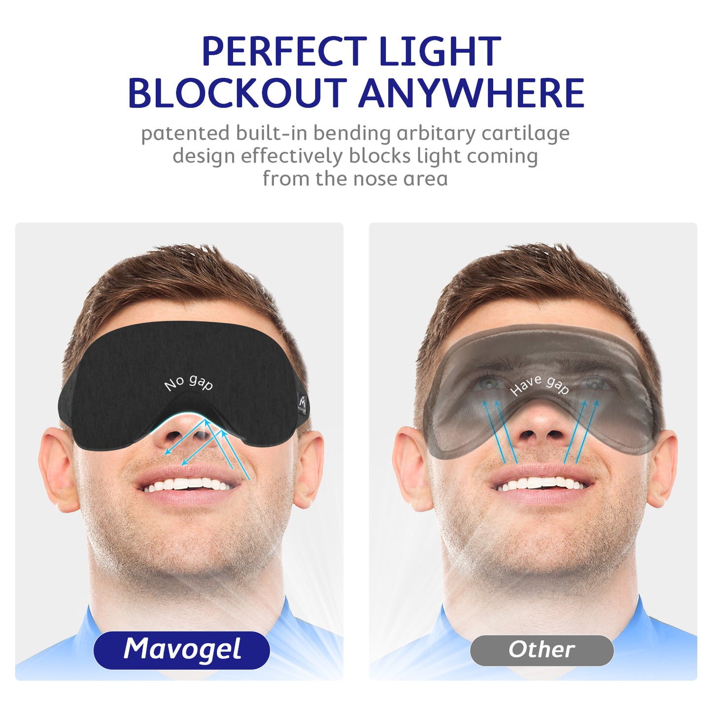Mavogel Cotton Sleep Mask - Light Blocking Soft and Comfortable Night Eye Mask, Includes Travel Pouch (Black)