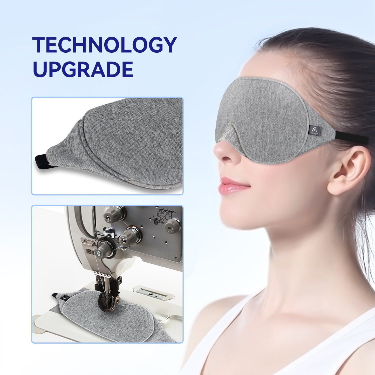 Mavogel Upgraded Sleep Mask - Luxury Cotton Sleep Eye Mask with Adjustable Strap, Light Blocking Soft and Comfortable Night Sleeping Mask (Grey)