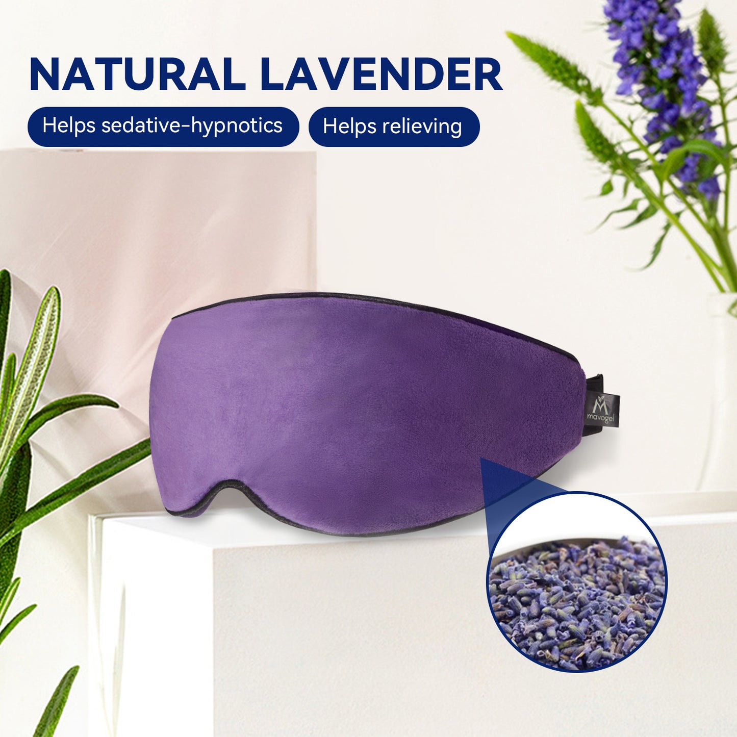 Mavogel Lavender Scented Sleep Mask - Ultra Lightweight Design, Lavender Eye Mask for Yoga Meditation