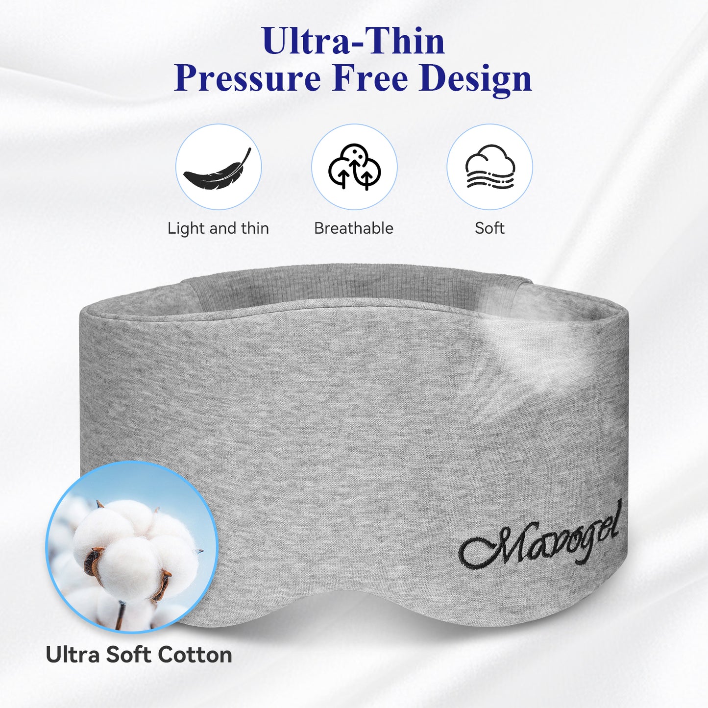 Mavogel Cotton Sleep Mask - Comfortable & Breathable Eye Mask for Sleeping Adjustable Full Eye Cover with Elastic Strap