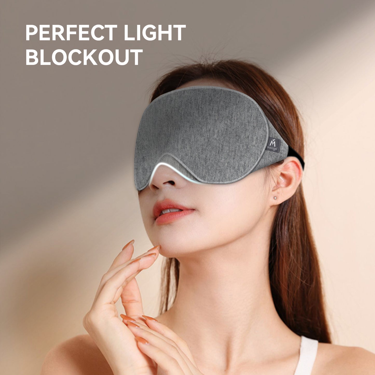 Mavogel Upgraded Sleep Mask - Luxury Cotton Sleep Eye Mask with Adjustable Strap, Light Blocking Soft and Comfortable Night Sleeping Mask (Grey)