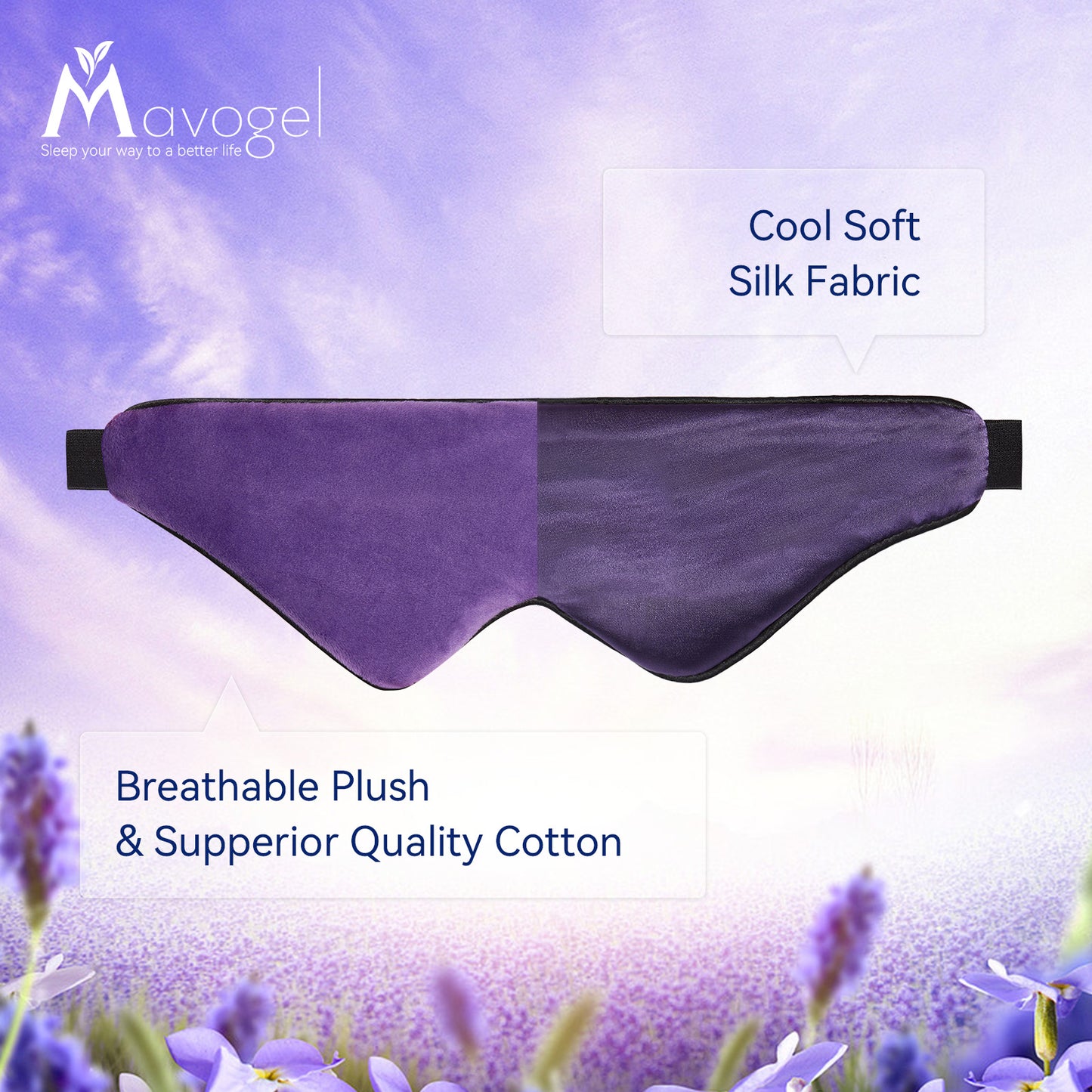 Mavogel Lavender Scented Sleep Mask - Ultra Lightweight Design, Lavender Eye Mask for Yoga Meditation