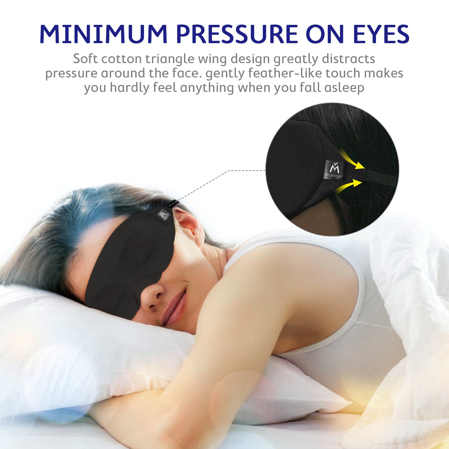 Mavogel Cotton Sleep Mask - Light Blocking Soft and Comfortable Night Eye Mask, Includes Travel Pouch (Black)