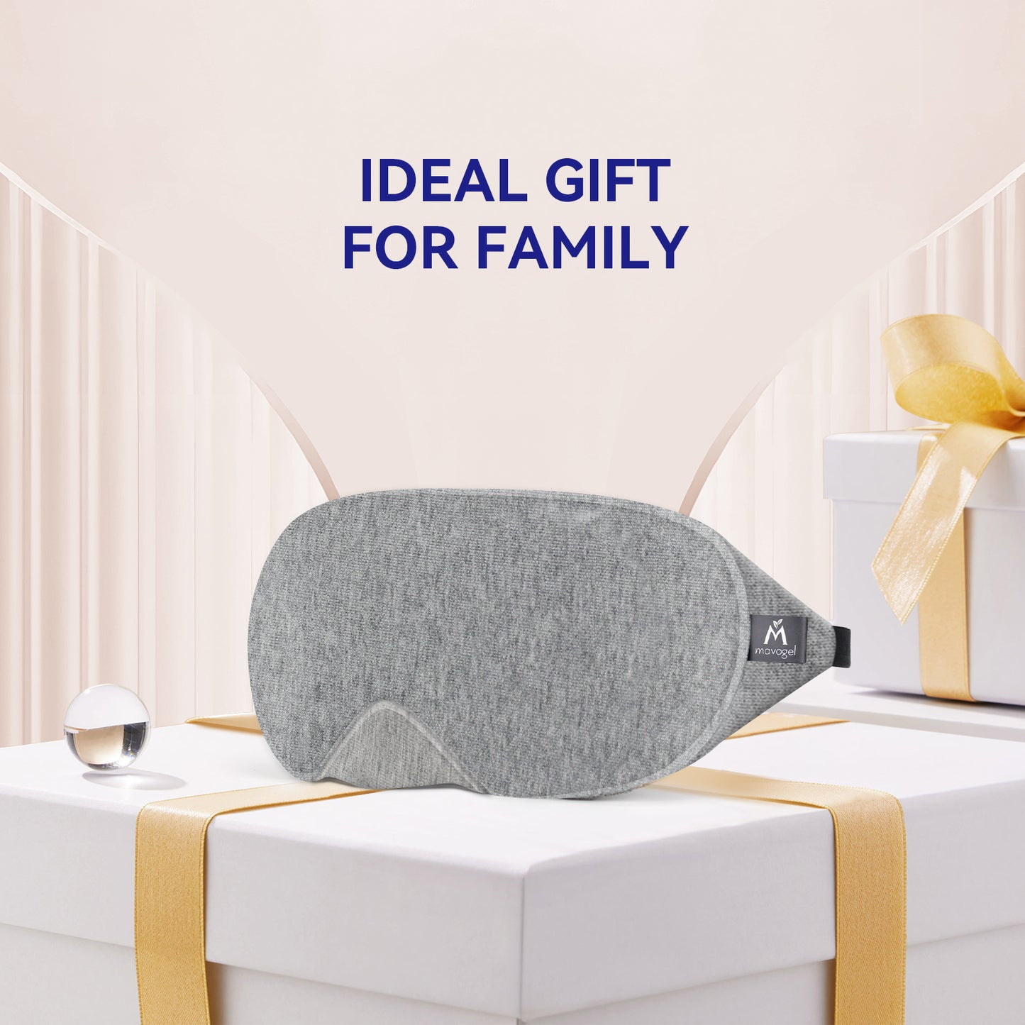 Mavogel Upgraded Sleep Mask - Luxury Cotton Sleep Eye Mask with Adjustable Strap, Light Blocking Soft and Comfortable Night Sleeping Mask (Grey)