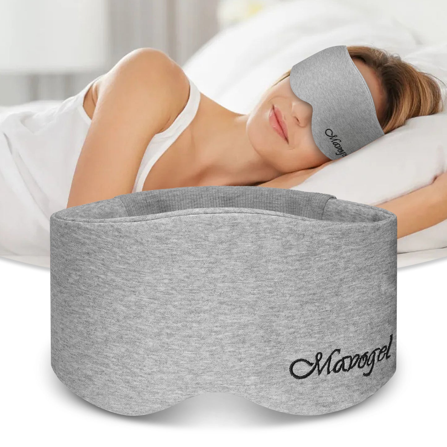 Mavogel Cotton Sleep Mask - Comfortable & Breathable Eye Mask for Sleeping Adjustable Full Eye Cover with Elastic Strap
