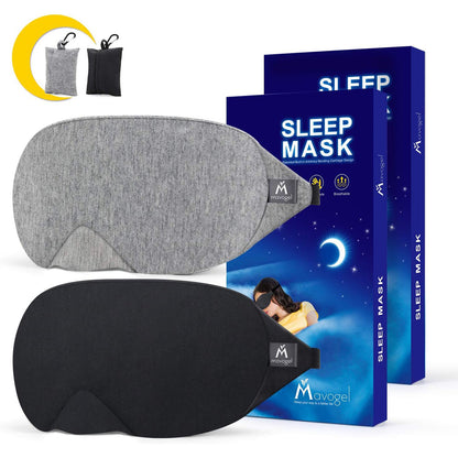 Mavogel Cotton Sleep Mask 2PCS - Light Blocking Soft and Comfortable Night Eye Mask, Includes Travel Pouch
