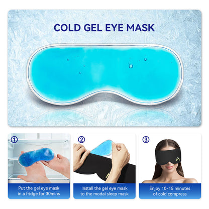 Mavogel Weighted Sleep Mask with Cooling Gel Pad, Cooling Eye Mask for Dry Eyes, Light Blocking Sleep Mask Cold Compress