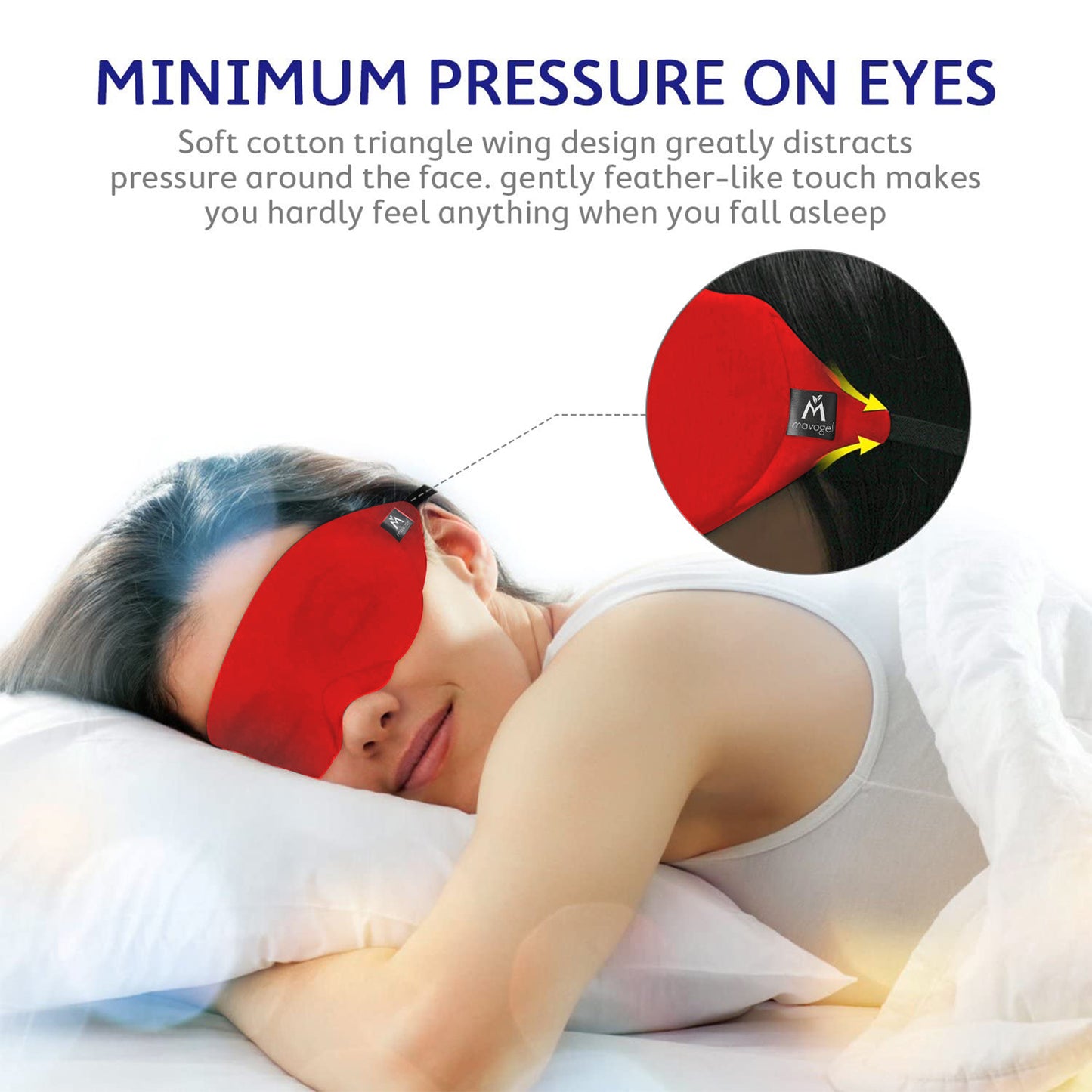 Mavogel Cotton Sleep Eye Mask - Breathable Light Blocking Sleep Mask, Soft Comfortable Night Eye Mask for Men Women (Red)