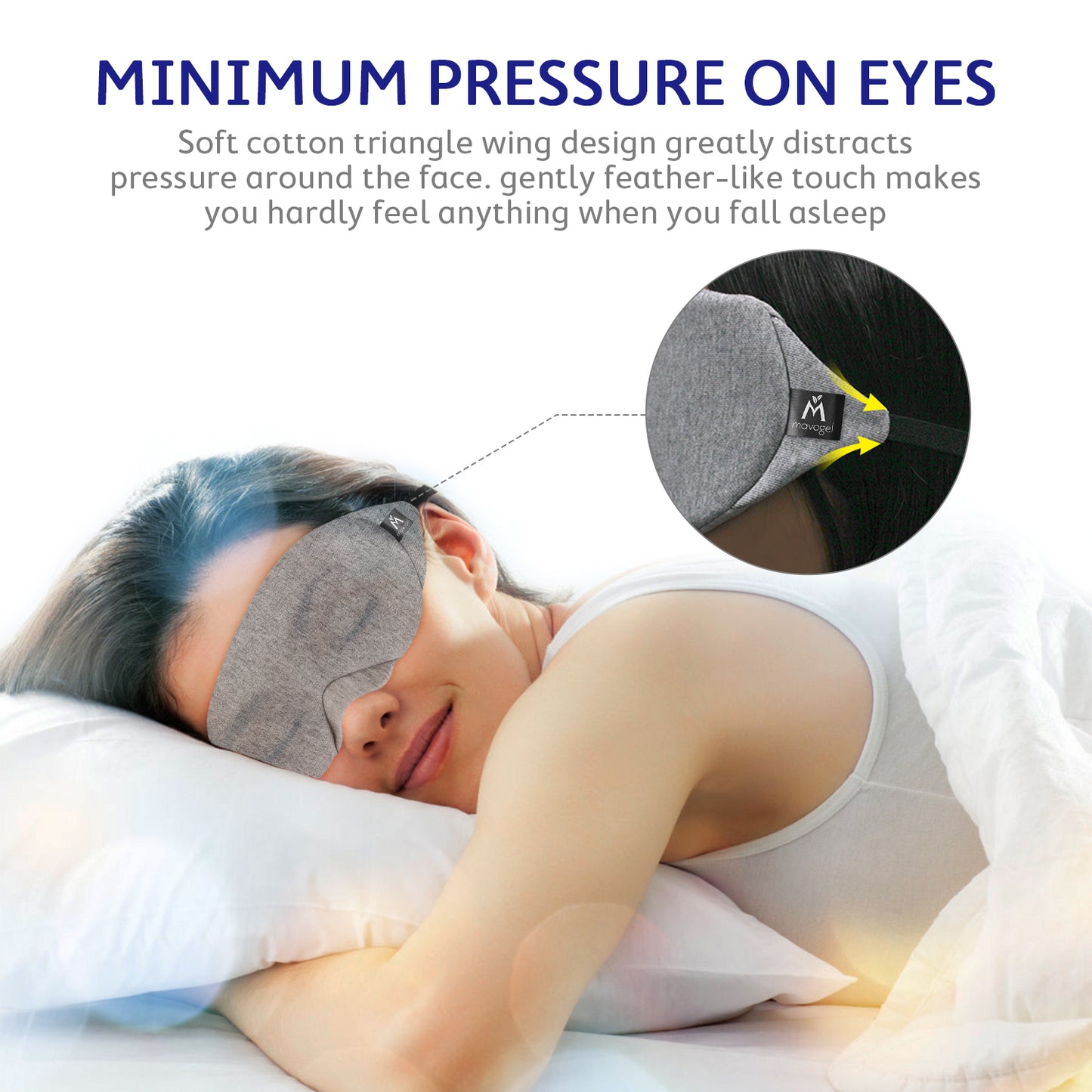 Mavogel Cotton Sleep Mask - Light Blocking Soft and Comfortable Night Eye Mask, Includes Travel Pouch (Grey)