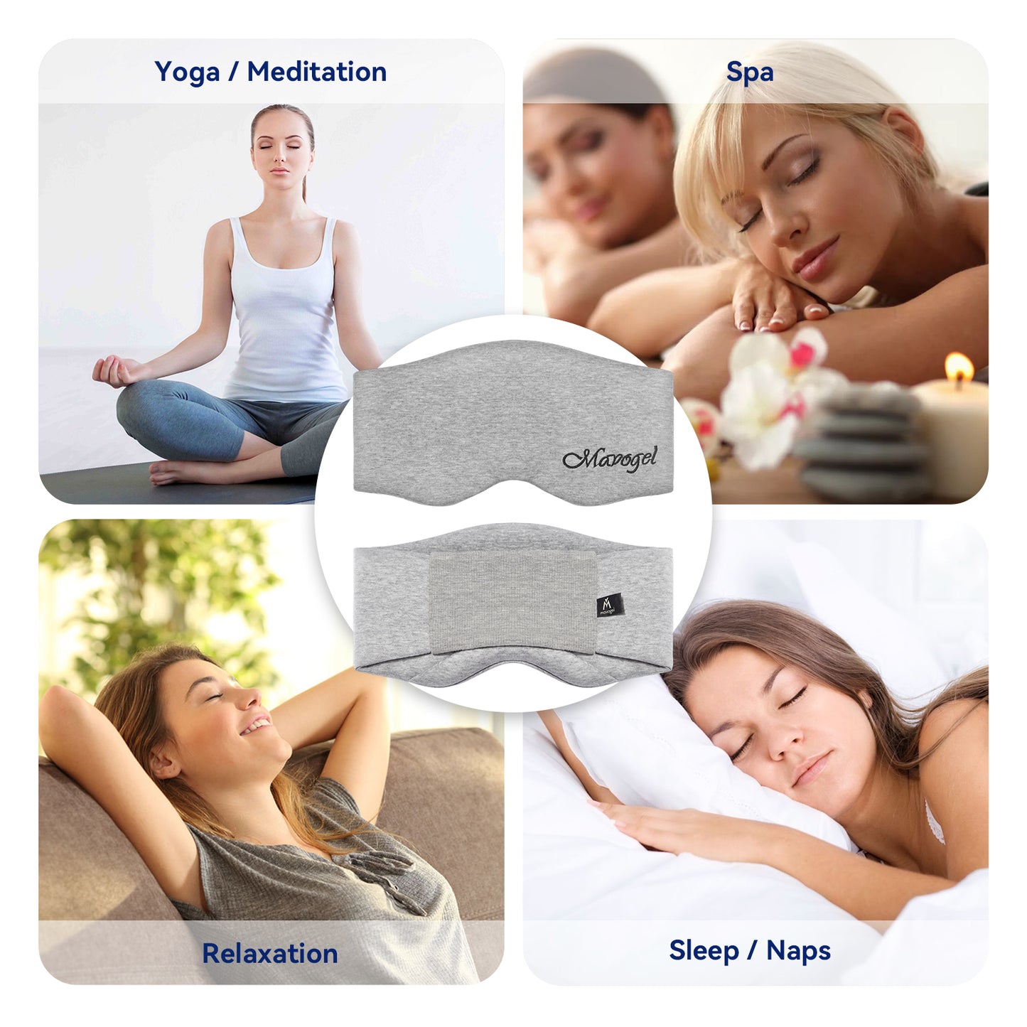 Mavogel Cotton Sleep Mask - Comfortable & Breathable Eye Mask for Sleeping Adjustable Full Eye Cover with Elastic Strap