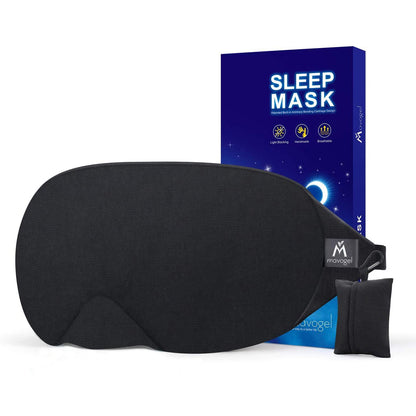 Mavogel Cotton Sleep Mask - Light Blocking Soft and Comfortable Night Eye Mask, Includes Travel Pouch (Black)